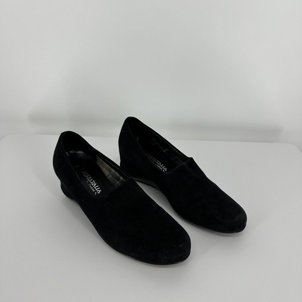 Aquaitalia By Marvin K Women’s Black Suede Slip On Wedge Loafers Size 5